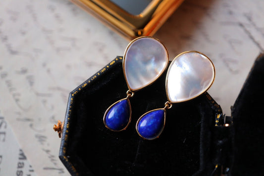 Lapis Lazuli Hot Air Balloon Earrings