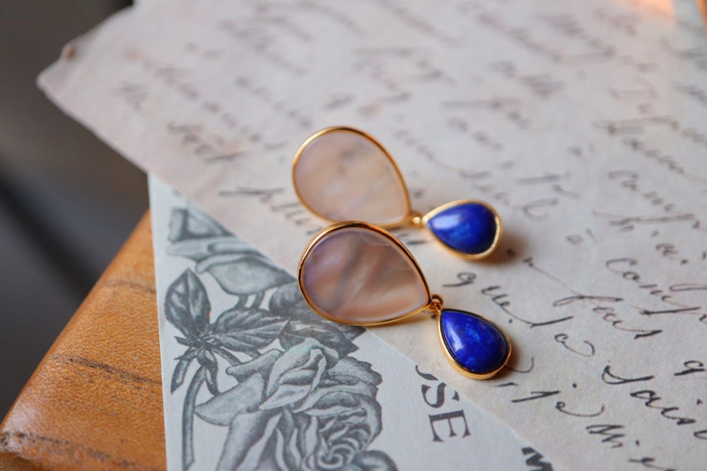 Lapis Lazuli Hot Air Balloon Earrings
