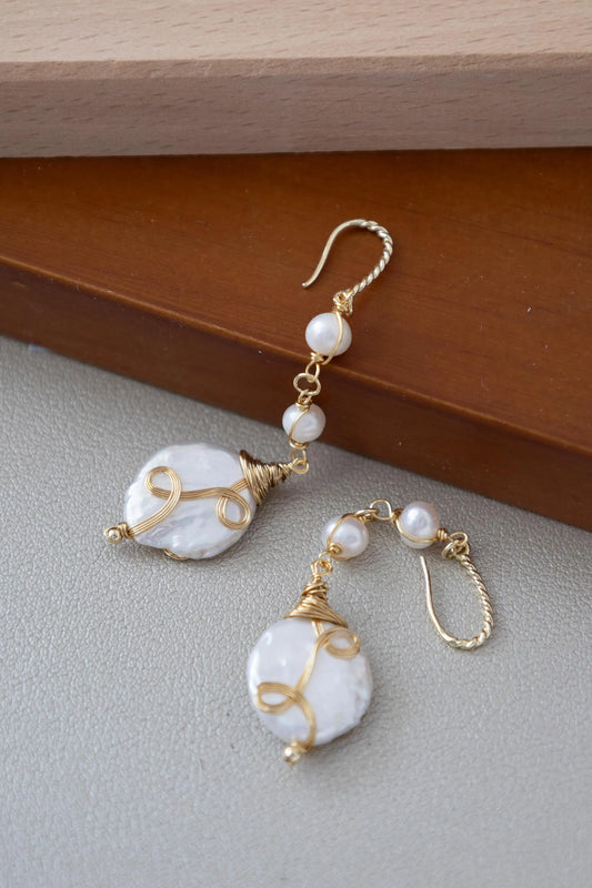 Baroque Pearl Drop Earrings - Crafted with baroque pearl, genuine