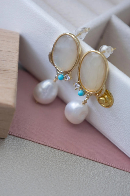 Baroque Pearl Dangle Earrings - Crafted with freshwater pearl
