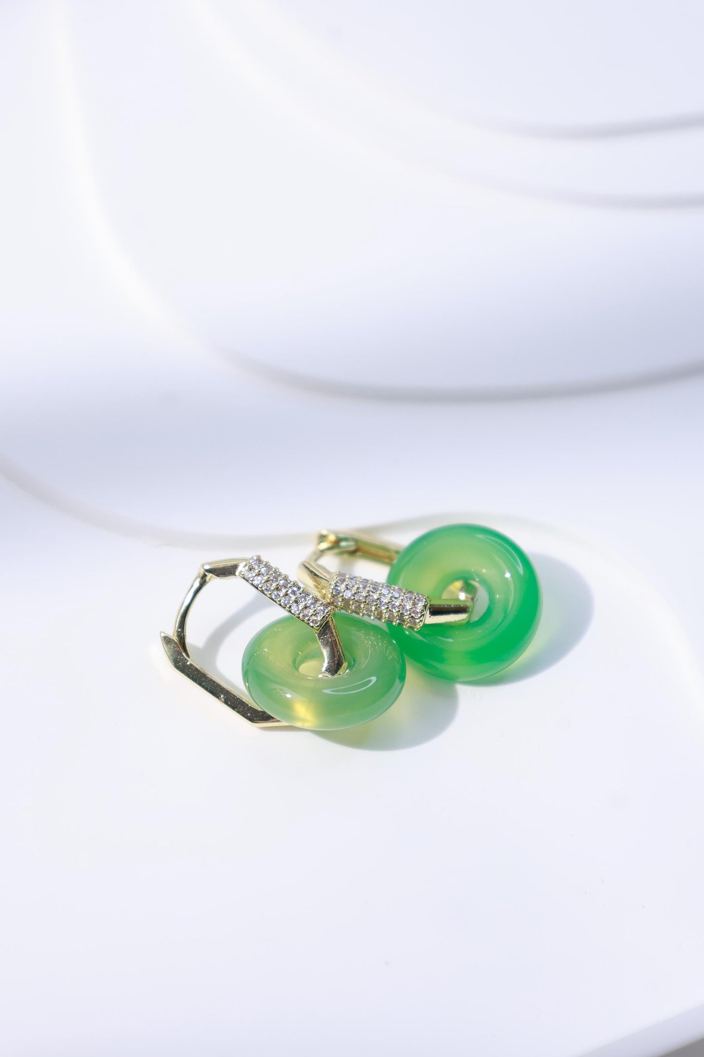 Green Agate Elegant Hoop Earrings