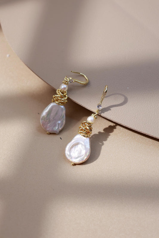 Baroque Teardrop Pearl Wire-Wrapped Dangles