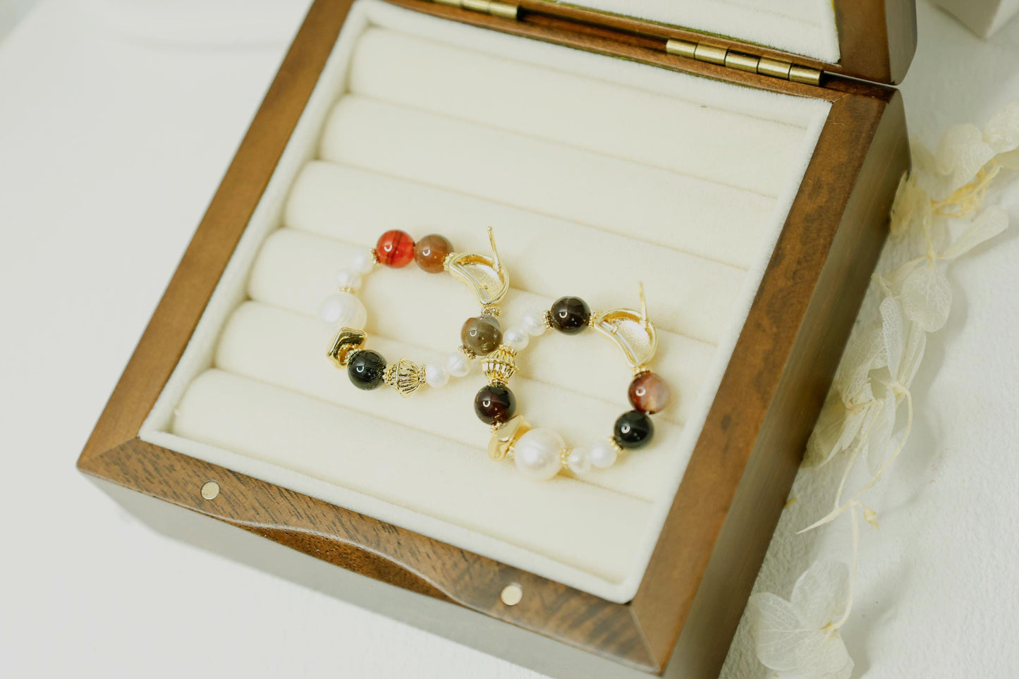 Vibrant Mixed Gemstone Pearl Hoops