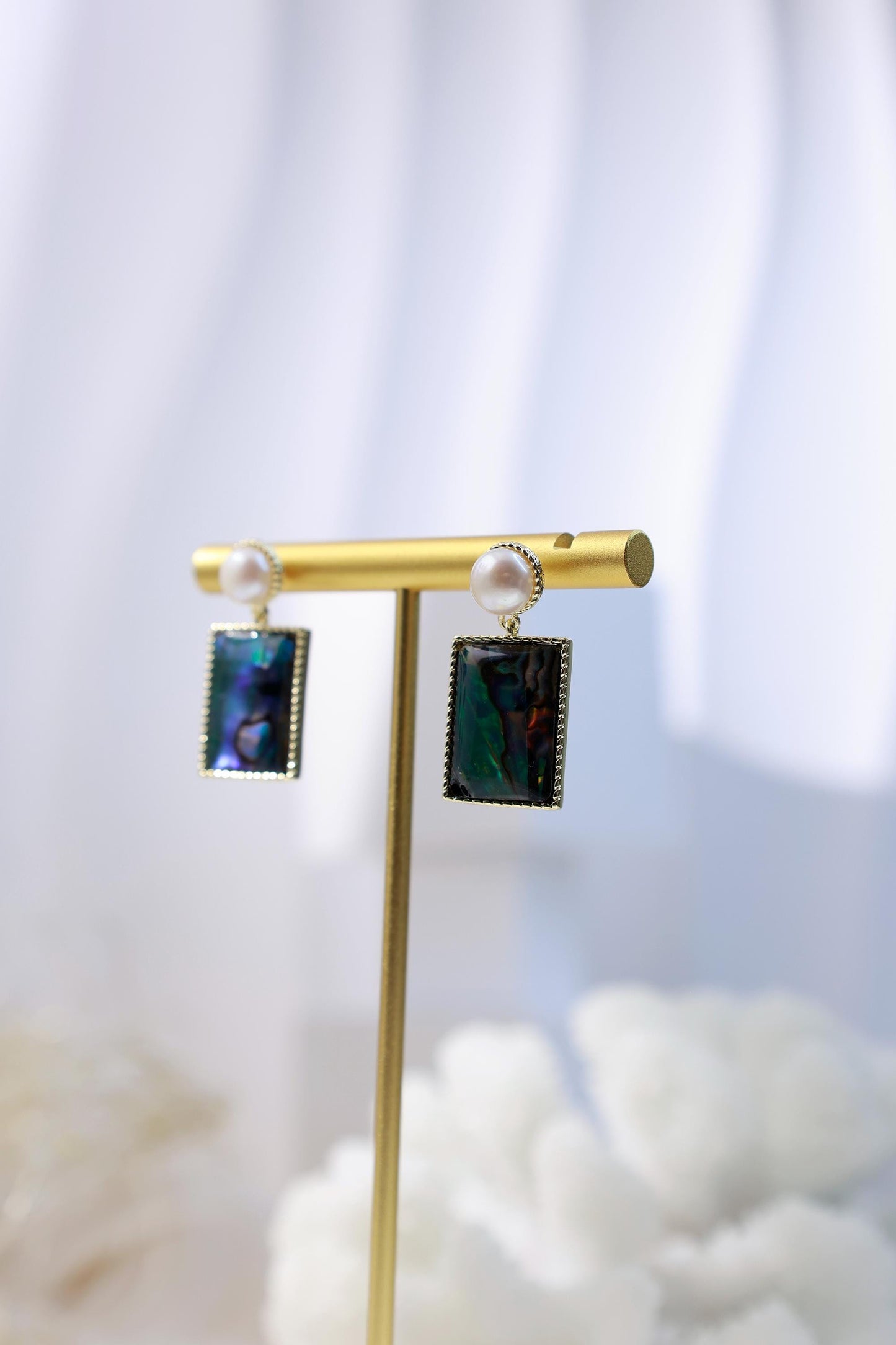 Abalone & Pearl Rectangular Studs