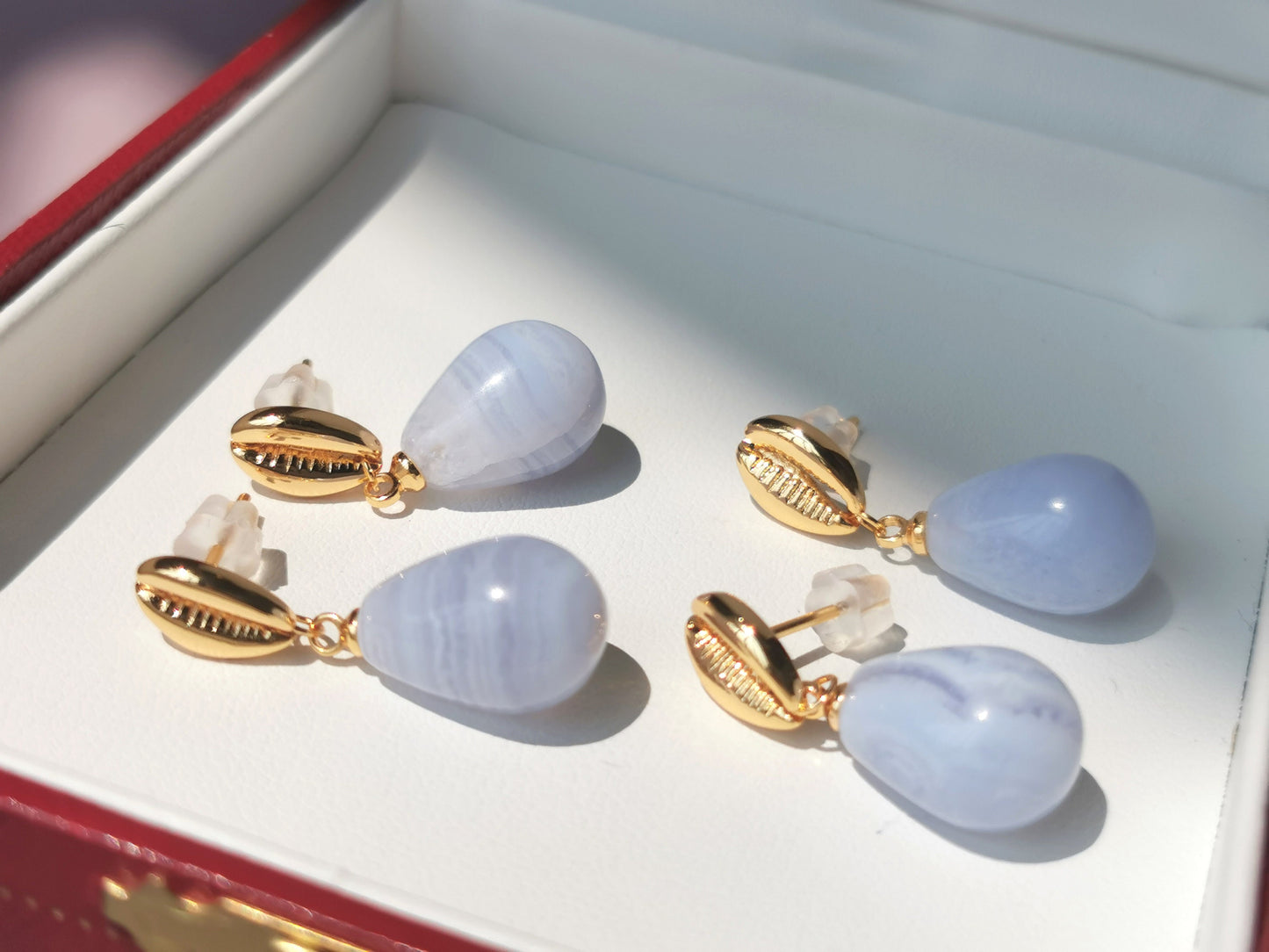 Blue Lace Agate Drop Earrings