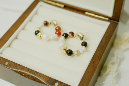 Vibrant Mixed Gemstone Pearl Hoops