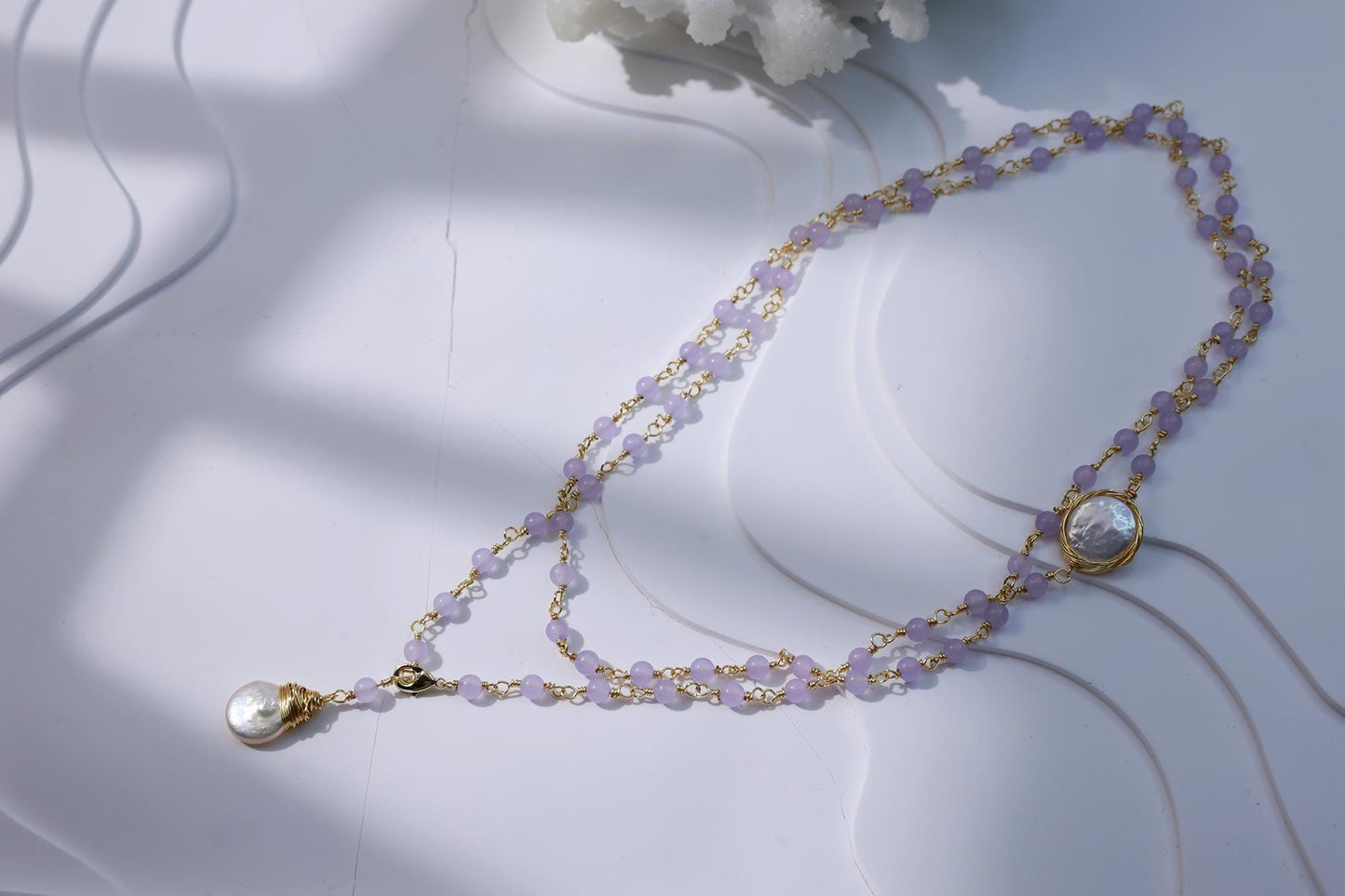 Purple Agate & Baroque Pearl 2-in-1 Necklace