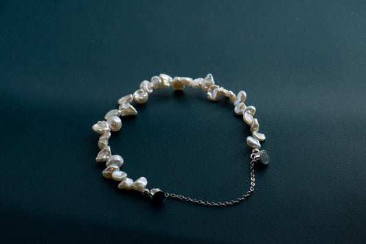 Handmade Genuine Petal Pearl Bracelet 18K Gold Plated