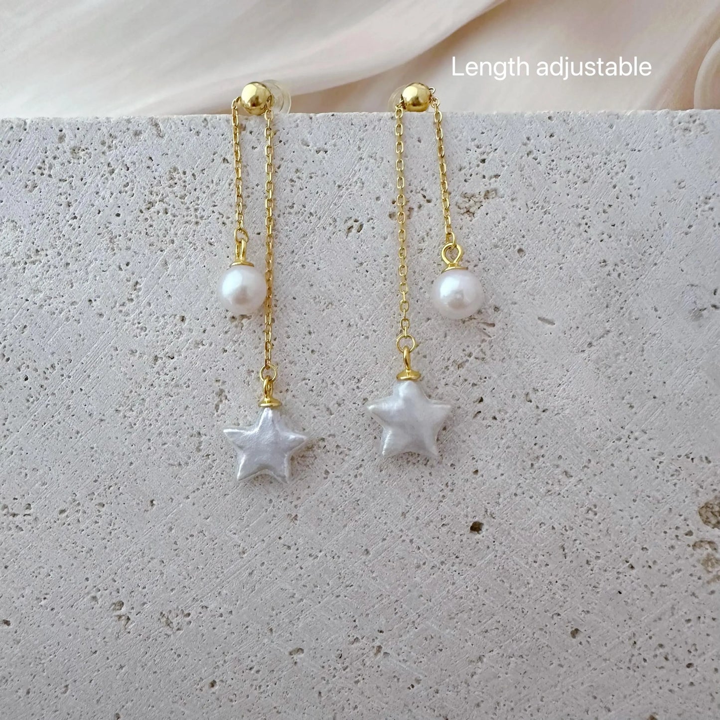 Baroque Star Pearl Dangle Earrings - Crafted with Sterling silver