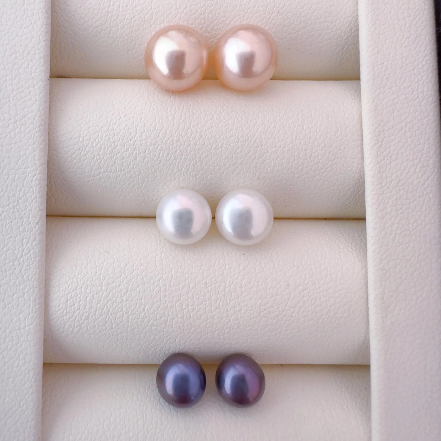 Sterling Silver Pearl Stud Earring Set - Crafted with Sterling silver