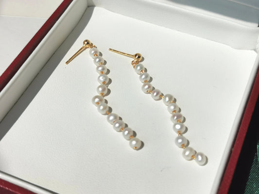 Handmade Freshwater Pearl Tassel Earrings - Crafted with Brass