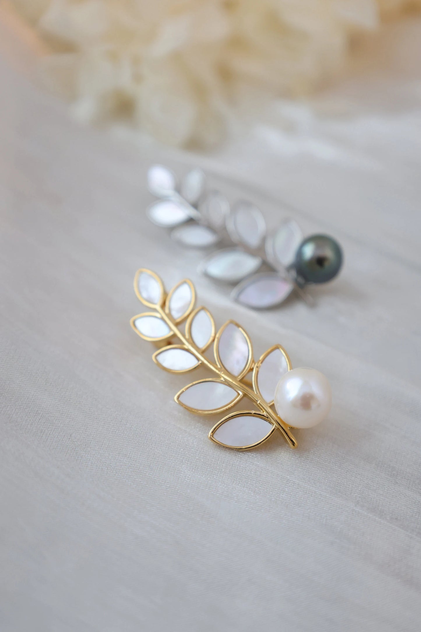 Leaf Pearl Brooch - Crafted with Pearl