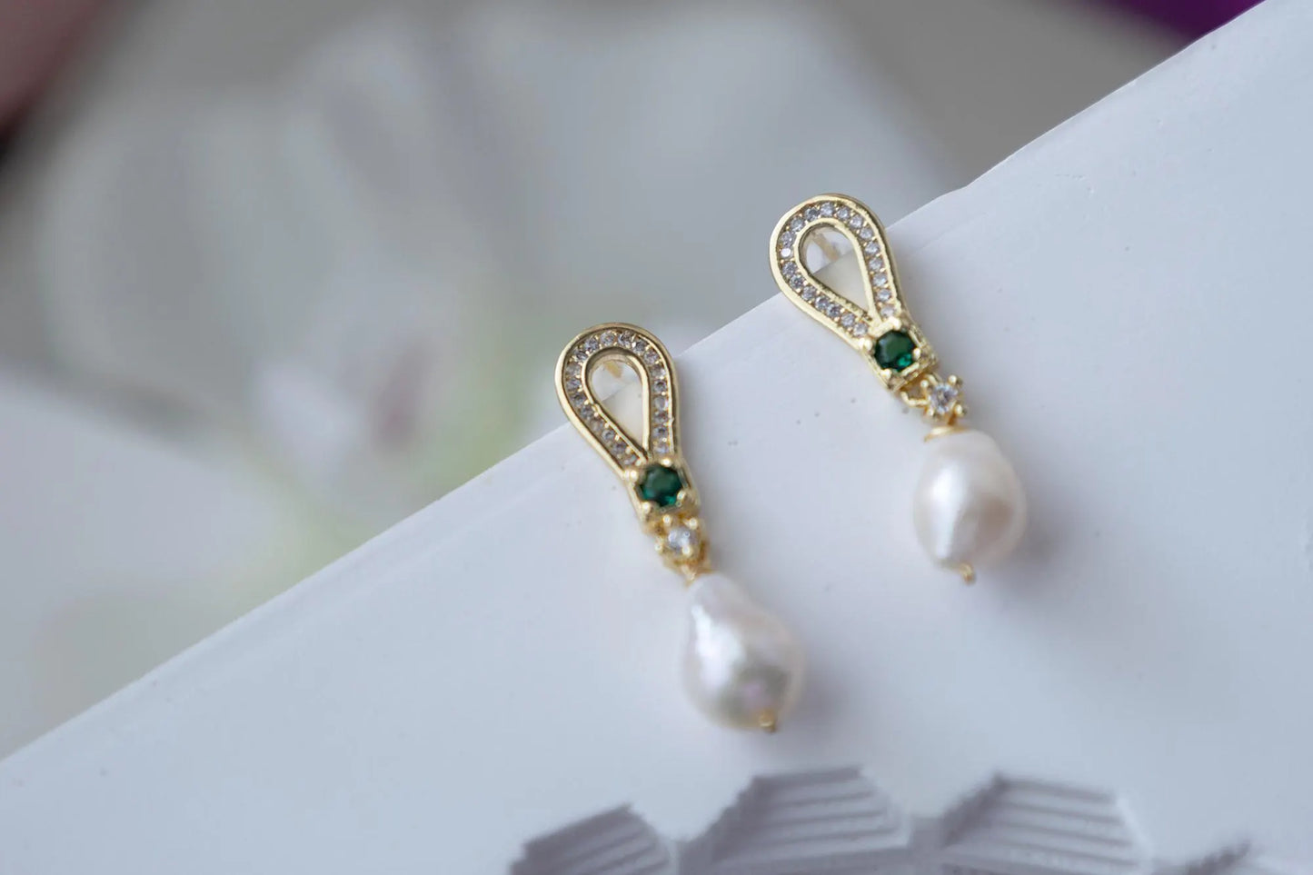 Baroque Pearl Drop Earrings - Crafted with baroque pearl, freshwater