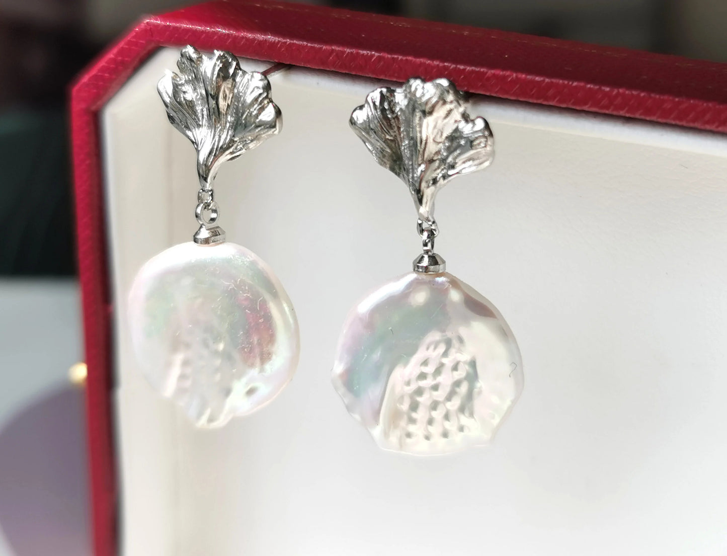 Handmade fresh water pearl Earrings/Natural Gemstone Earrings/14K