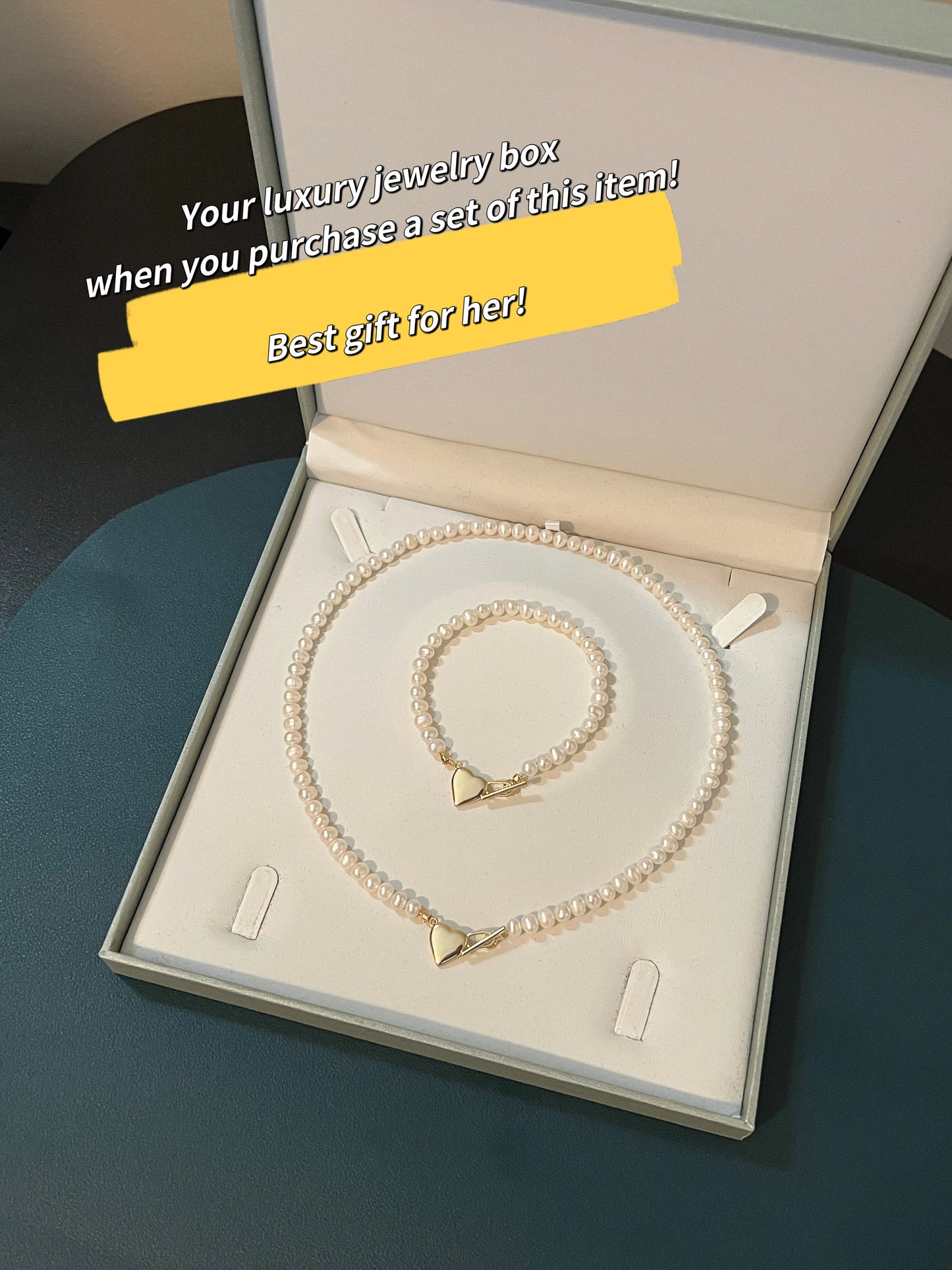 Freshwater Pearl Necklace with Silver Heart Pendant - Crafted with
