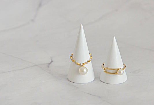 Handmade 18K Gold Plated Sterling Silver Pearl Ring - Crafted with