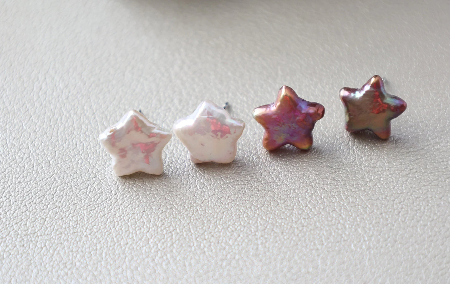 Star Baroque White Freshwater Pearl Stud Earrings Cute Star Shape