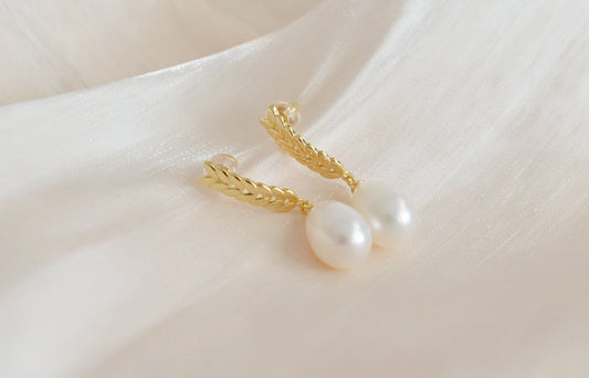 Handmade Teardrop Pearl Earrings - Crafted with Sterling Silver