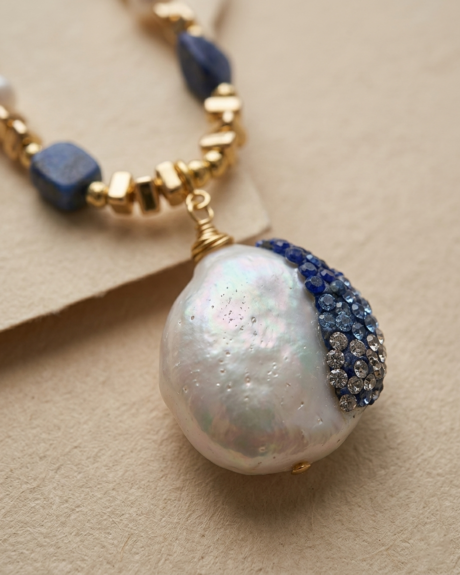 Lapis Lazuli & Baroque Pearl Necklace