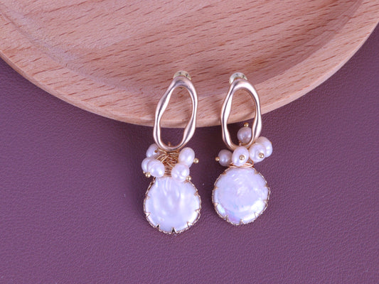 Vintage Pearl Statement Drop Earrings – Gold Plated Wedding Party Jewelry