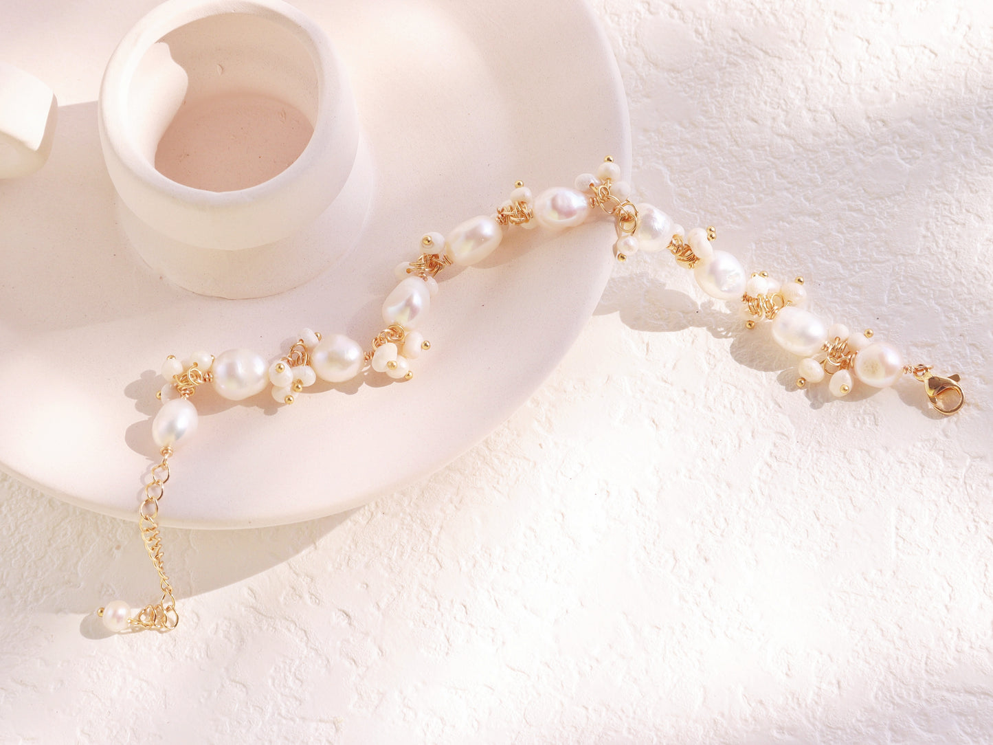 Baroque Pearl Cluster Vine Bracelet