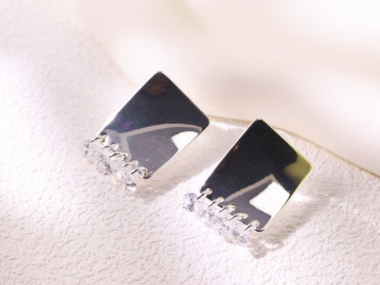 Mirror Finish Crystal Fringe Earrings