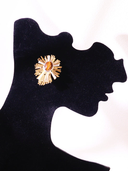 Radiant Tiger Eye Sunburst Earrings