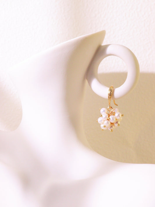 Hand-clustered Freshwater Pearl Dangle Earrings – Elegant Wedding Gift (3cm)