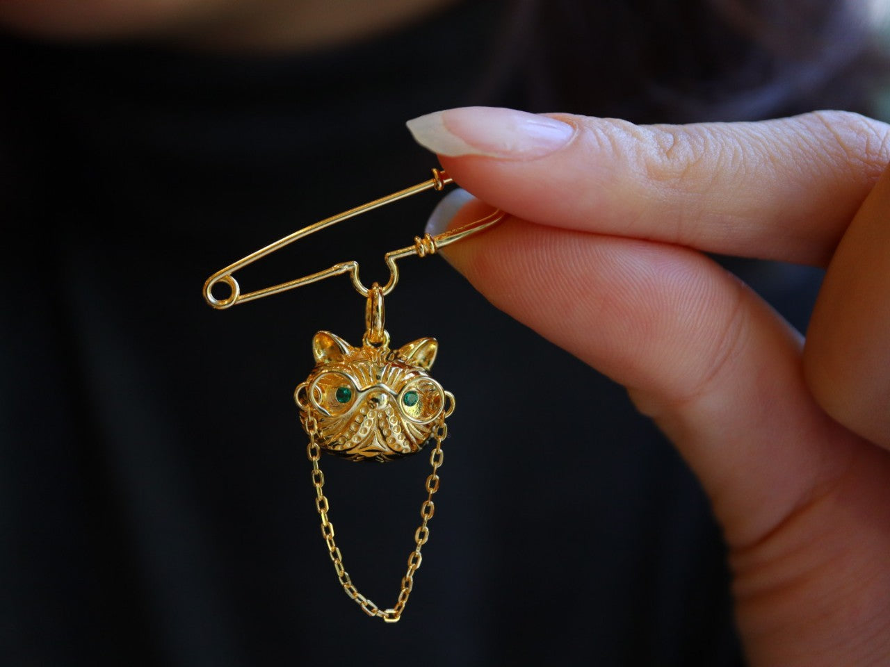 Doctor Cat Necklace /Brooch /Ring with Gold Plated Sterling Silver 925