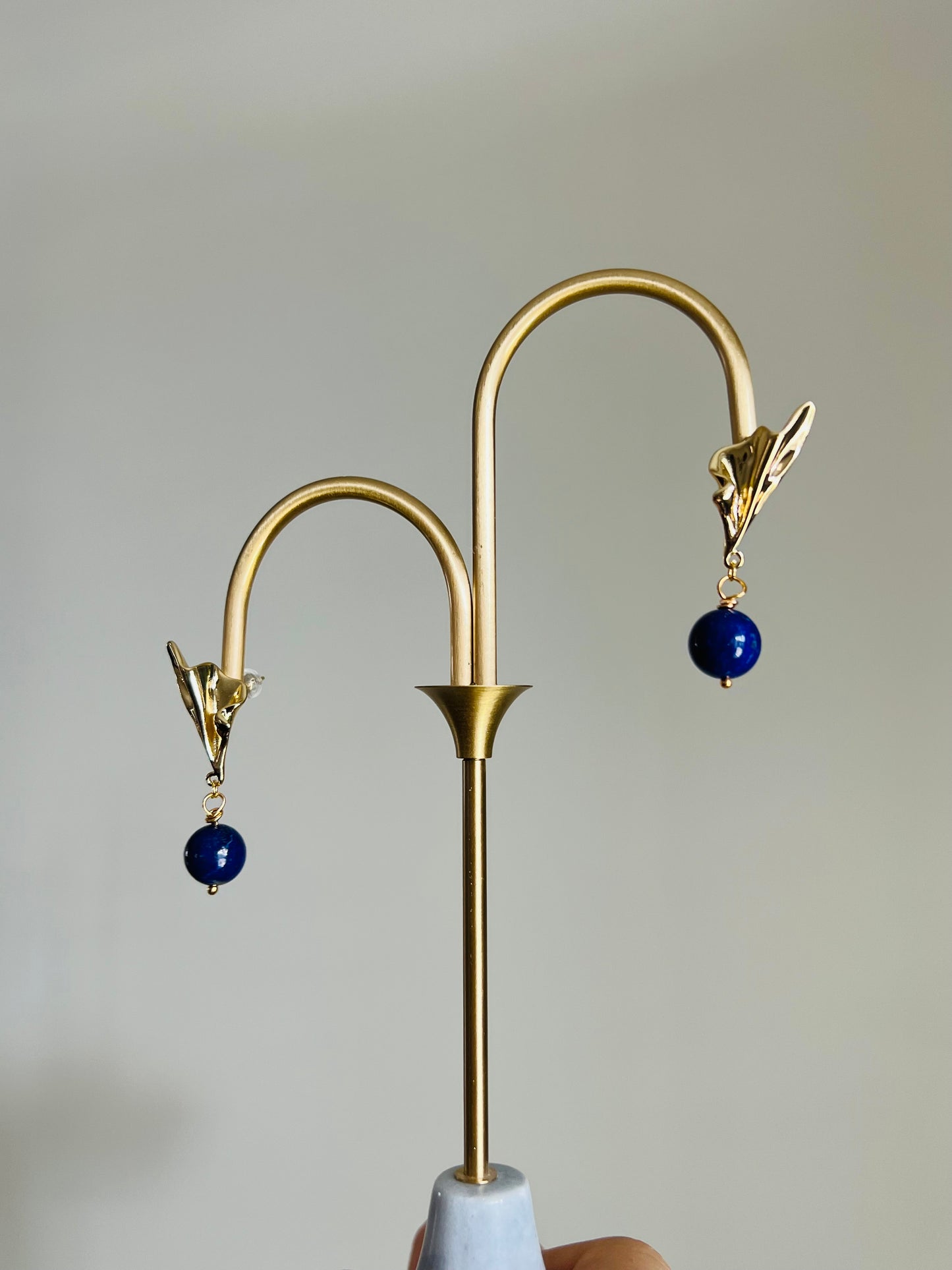 Handmade Natural Gemstone/ Real Crystal Earrings/Lapis Lazuli Stone Earrings/Aquamarine stone earrings/Water Ripples Earrings/