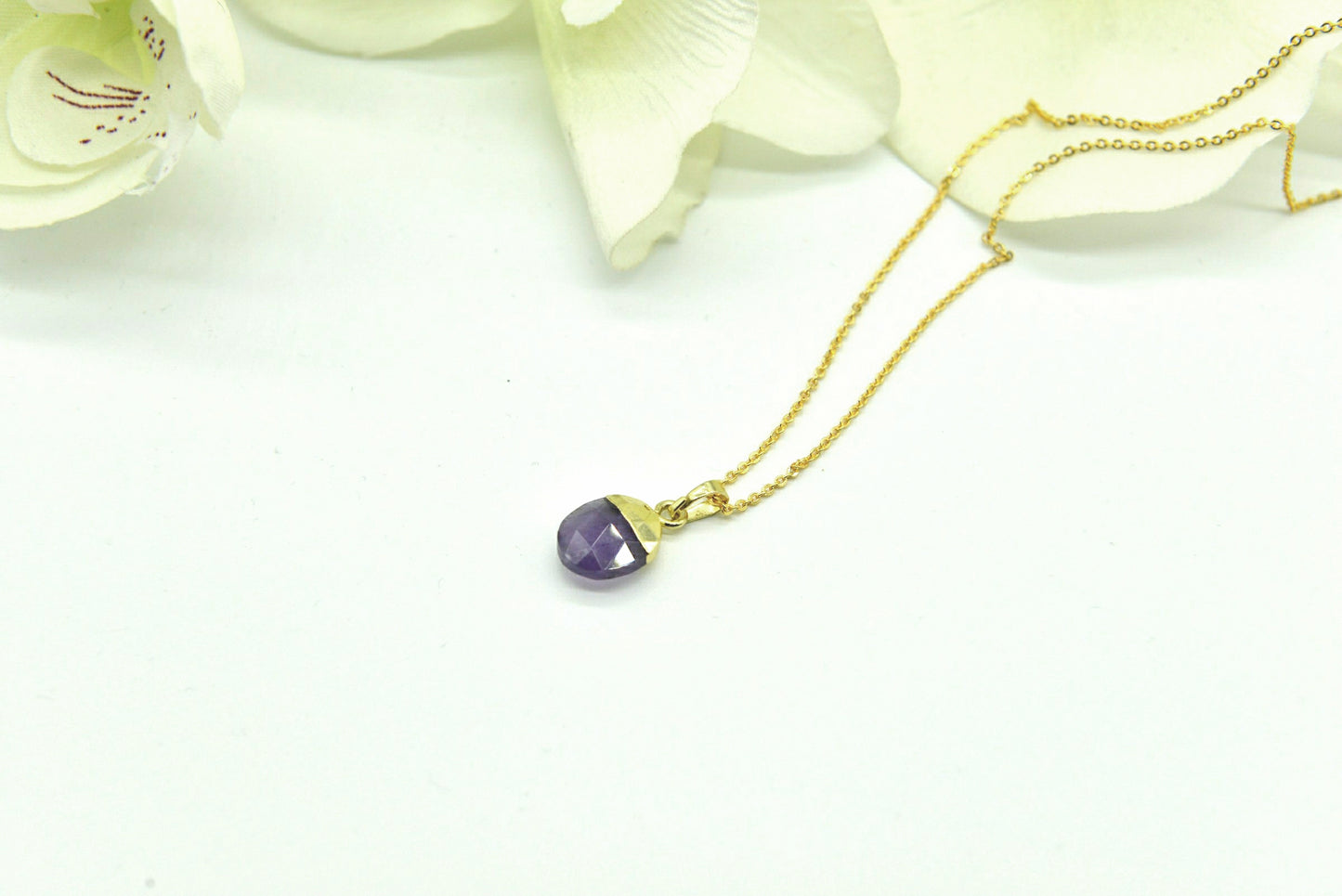 Handmade Natural Gemstone Necklace/Rose quartz pendent/Amethyst necklace/Amazonite necklace
