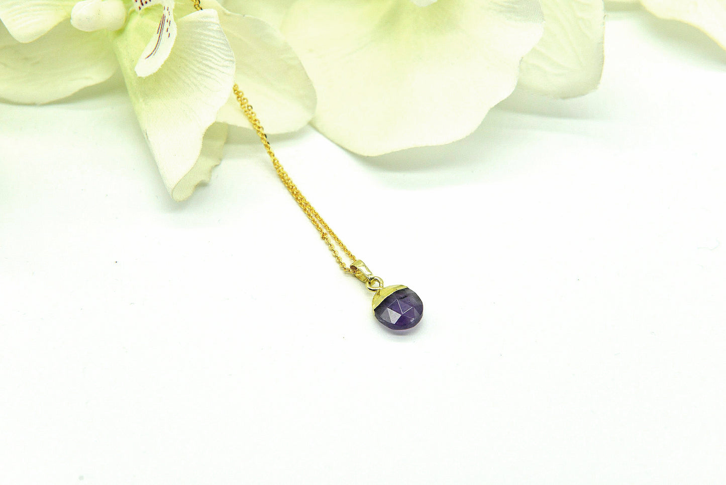 Handmade Natural Gemstone Necklace/Rose quartz pendent/Amethyst necklace/Amazonite necklace