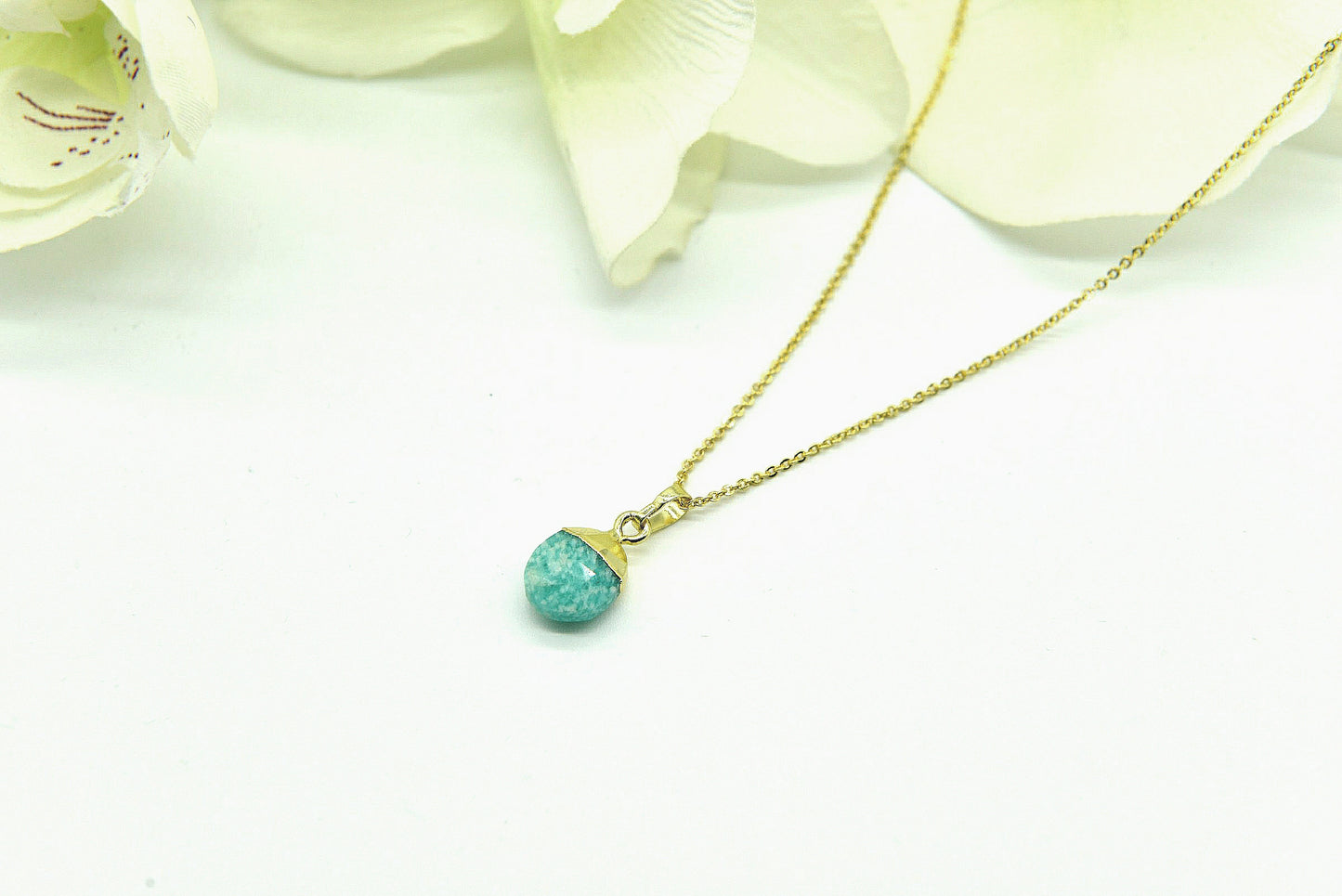 Handmade Natural Gemstone Necklace/Rose quartz pendent/Amethyst necklace/Amazonite necklace