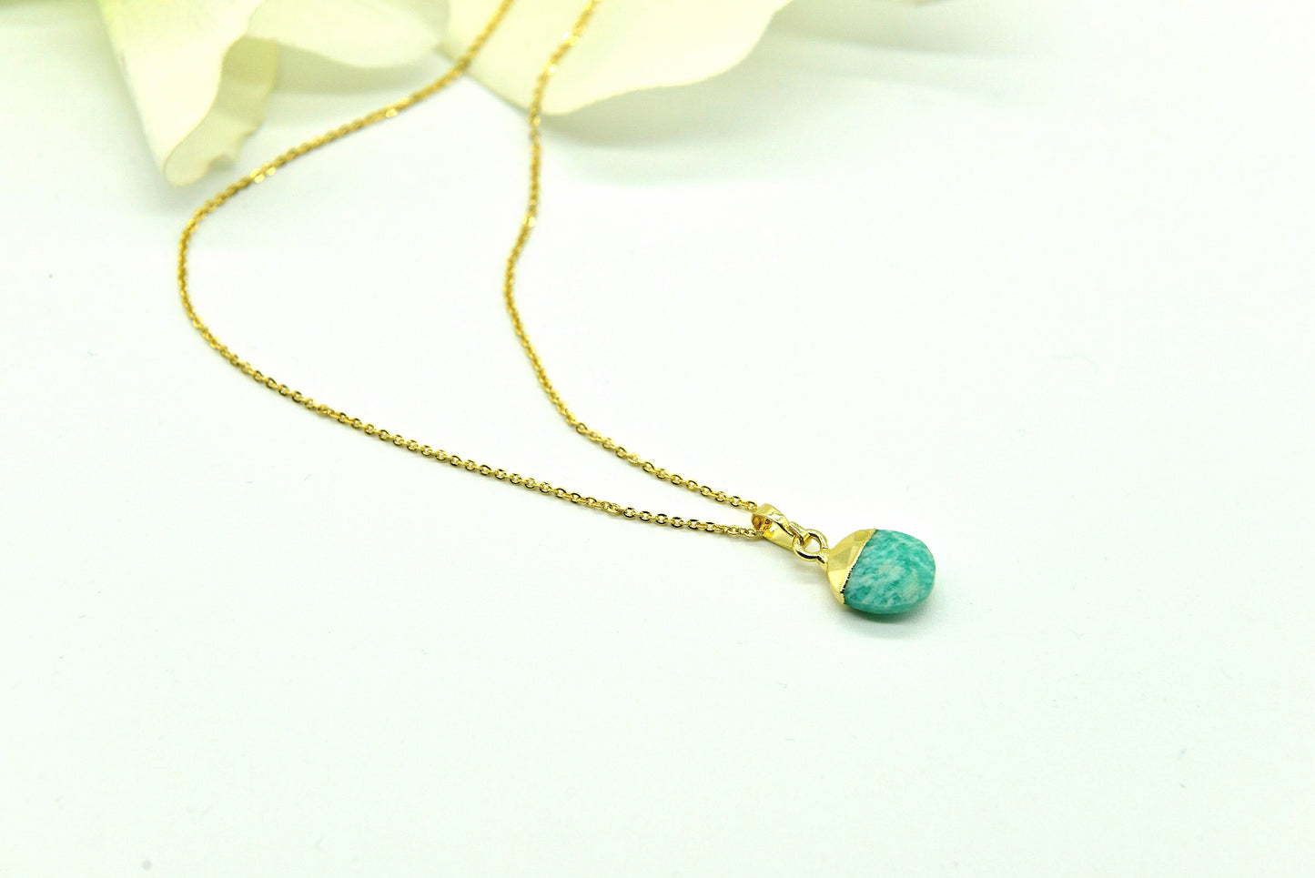 Handmade Natural Gemstone Necklace/Rose quartz pendent/Amethyst necklace/Amazonite necklace