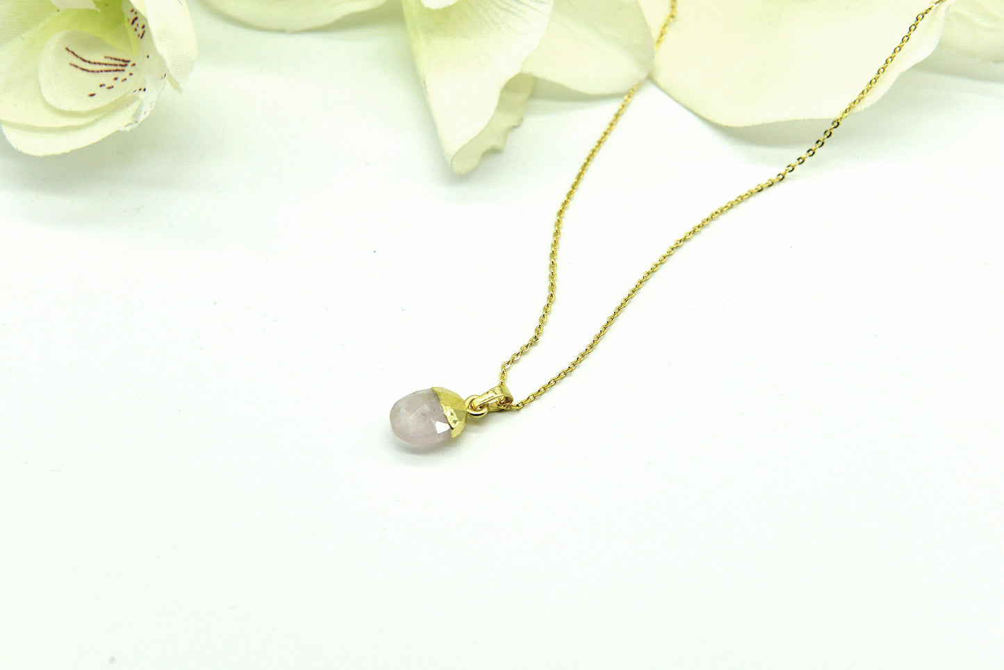 Handmade Natural Gemstone Necklace/Rose quartz pendent/Amethyst necklace/Amazonite necklace