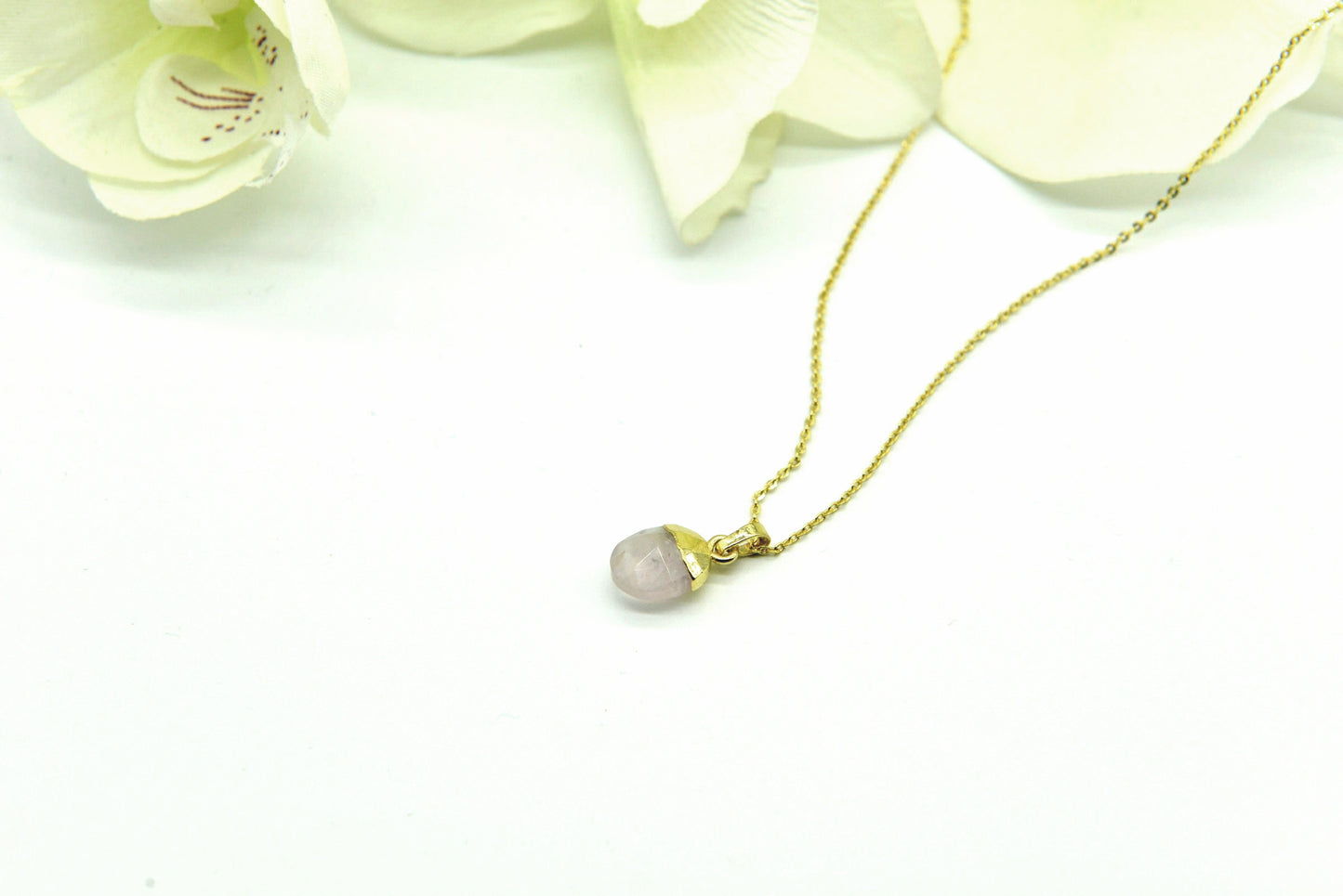 Handmade Natural Gemstone Necklace/Rose quartz pendent/Amethyst necklace/Amazonite necklace