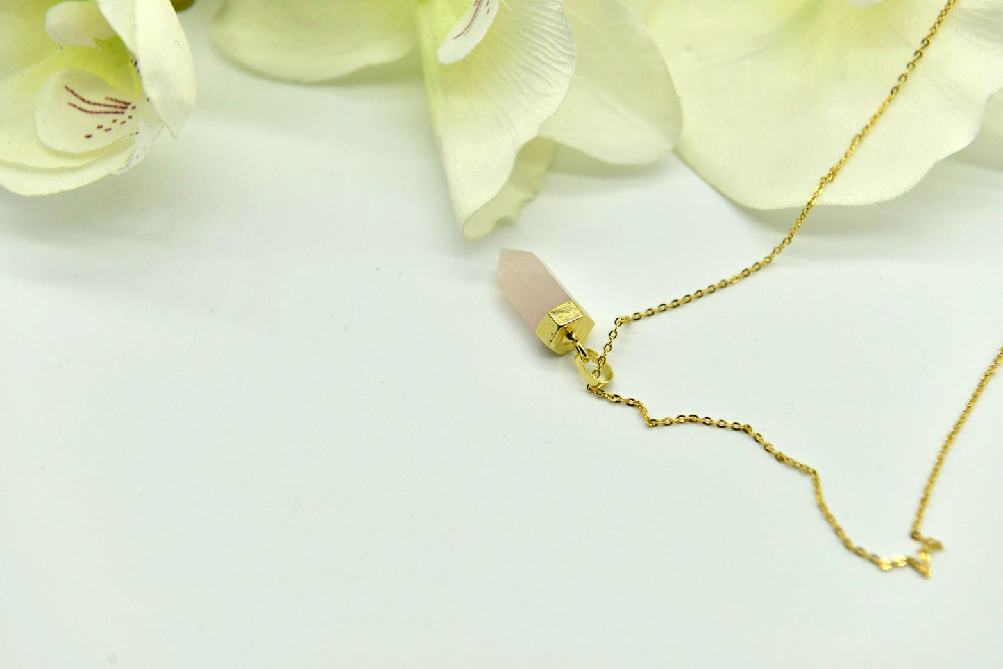 Handmade natural gemstone necklace/Rose quartz necklace/Amazonite necklace/Bullet shape necklace