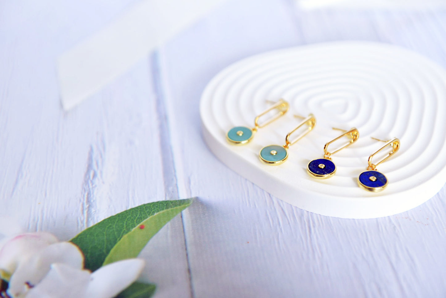 Handmade Natural Gemstone/ Real Gemstone Earrings/Lapis Lazuli Stone Earrings/Amazonite stone earrings/