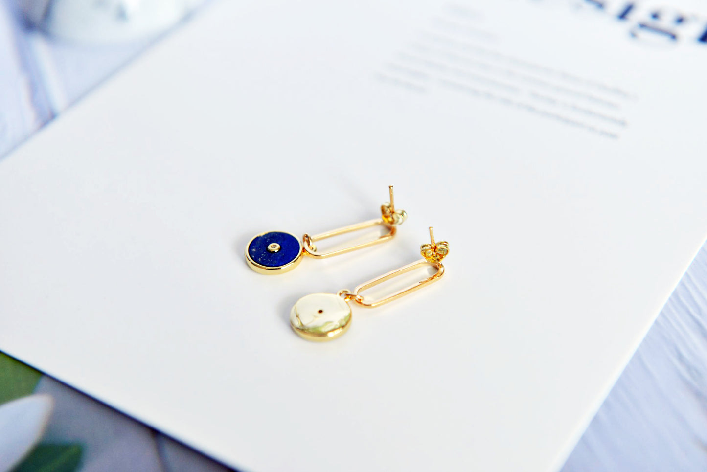 Handmade Natural Gemstone/ Real Gemstone Earrings/Lapis Lazuli Stone Earrings/Amazonite stone earrings/