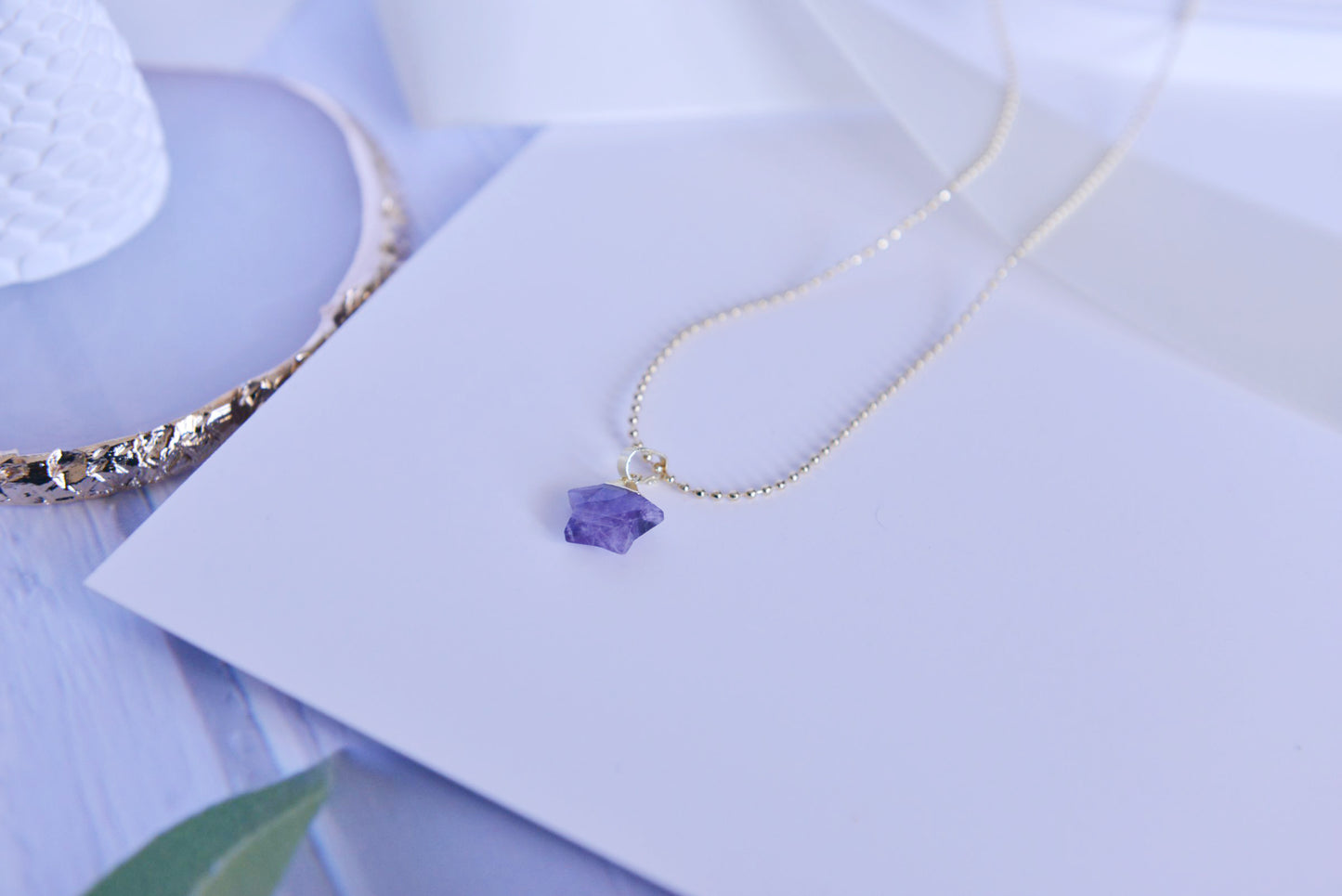 Handmade Natural Gemstone Jewelry Set/Real Crystal /Star Earring/ Amethyst Earring/Amethyst Necklace/