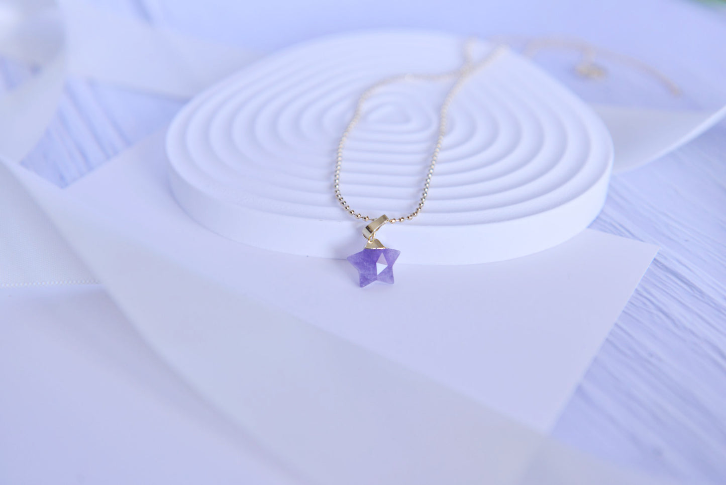 Handmade Natural Gemstone Jewelry Set/Real Crystal /Star Earring/ Amethyst Earring/Amethyst Necklace/