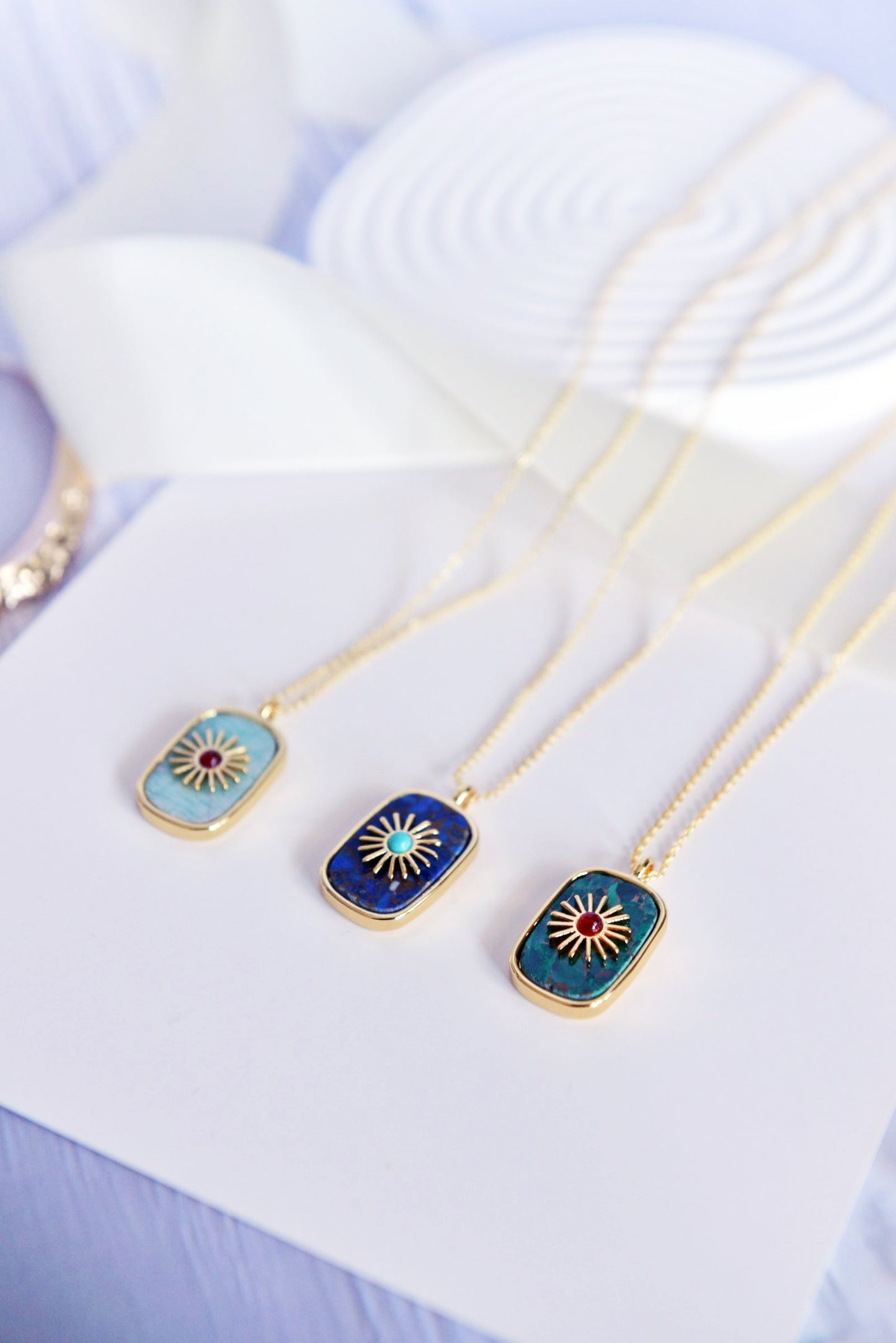 Handmade natural gemstone jewelry/Lapis Lazuli Necklace/Malachite pendant/Amazonite pendant necklace/