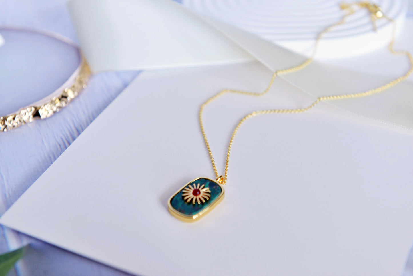 Handmade natural gemstone jewelry/Lapis Lazuli Necklace/Malachite pendant/Amazonite pendant necklace/