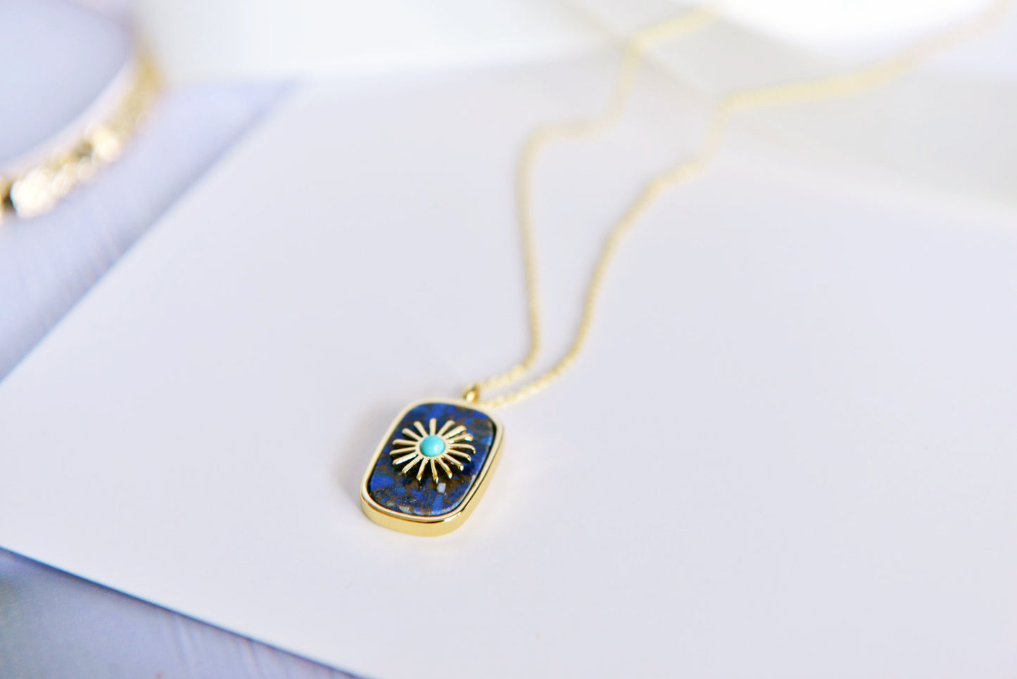 Handmade natural gemstone jewelry/Lapis Lazuli Necklace/Malachite pendant/Amazonite pendant necklace/