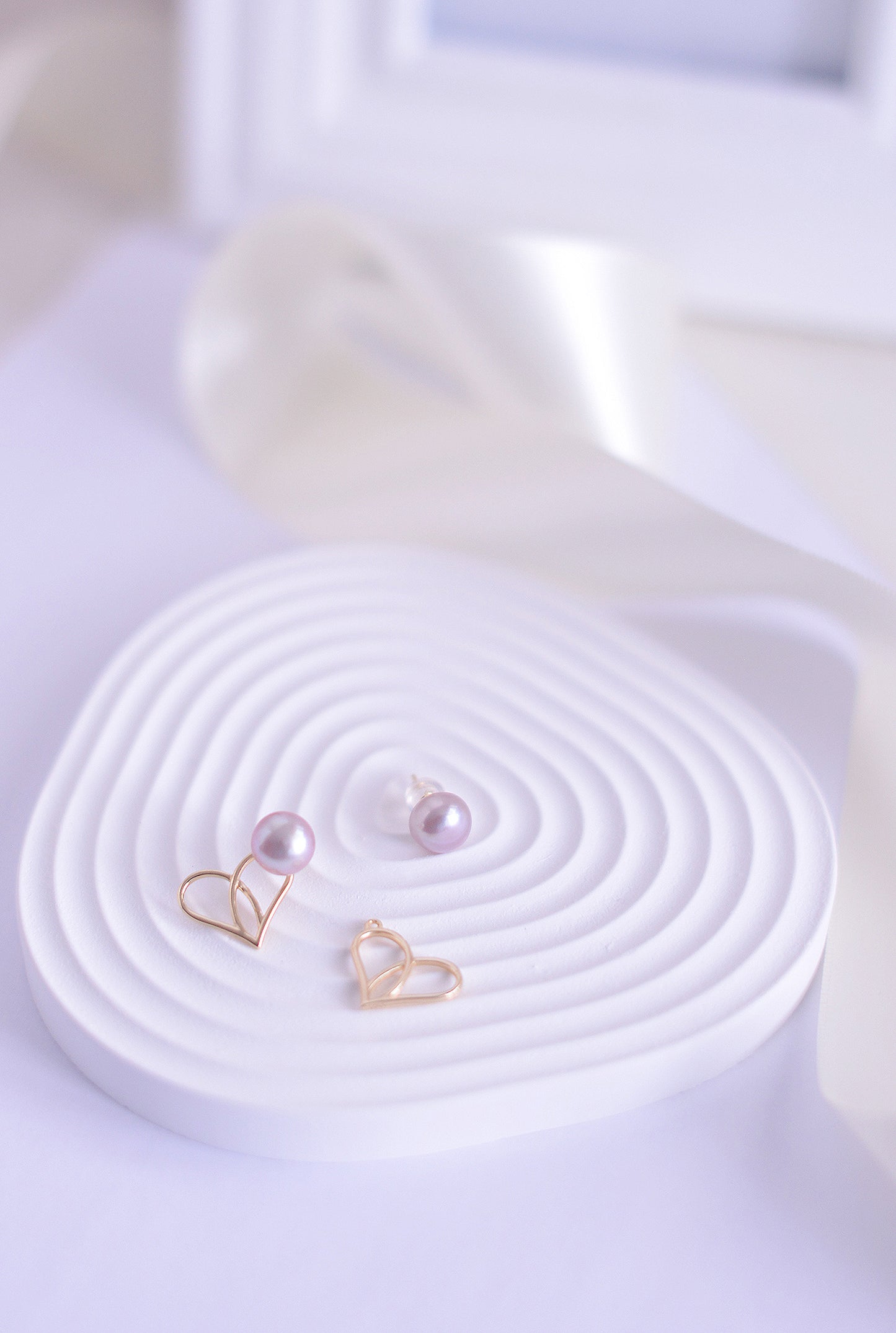Handmade Sterling Silver Heart Earrings/ Hoop Drop Stud Earrings with Purple Pearls | Genuine Freshwater Pearls | Two way to Wear