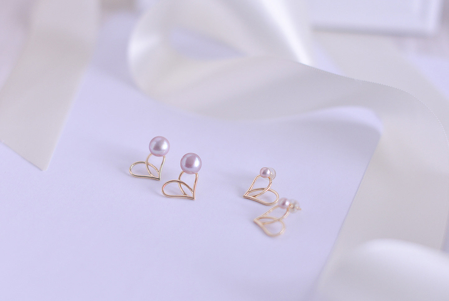 Handmade Sterling Silver Heart Earrings/ Hoop Drop Stud Earrings with Purple Pearls | Genuine Freshwater Pearls | Two way to Wear