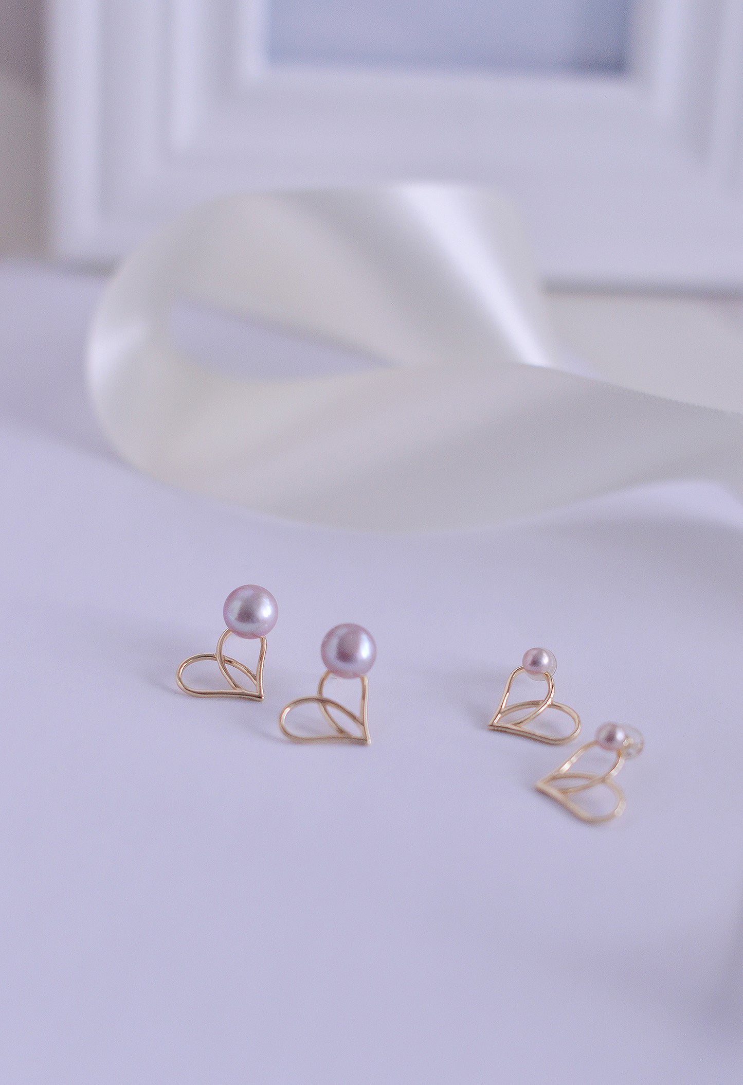 Handmade Sterling Silver Heart Earrings/ Hoop Drop Stud Earrings with Purple Pearls | Genuine Freshwater Pearls | Two way to Wear