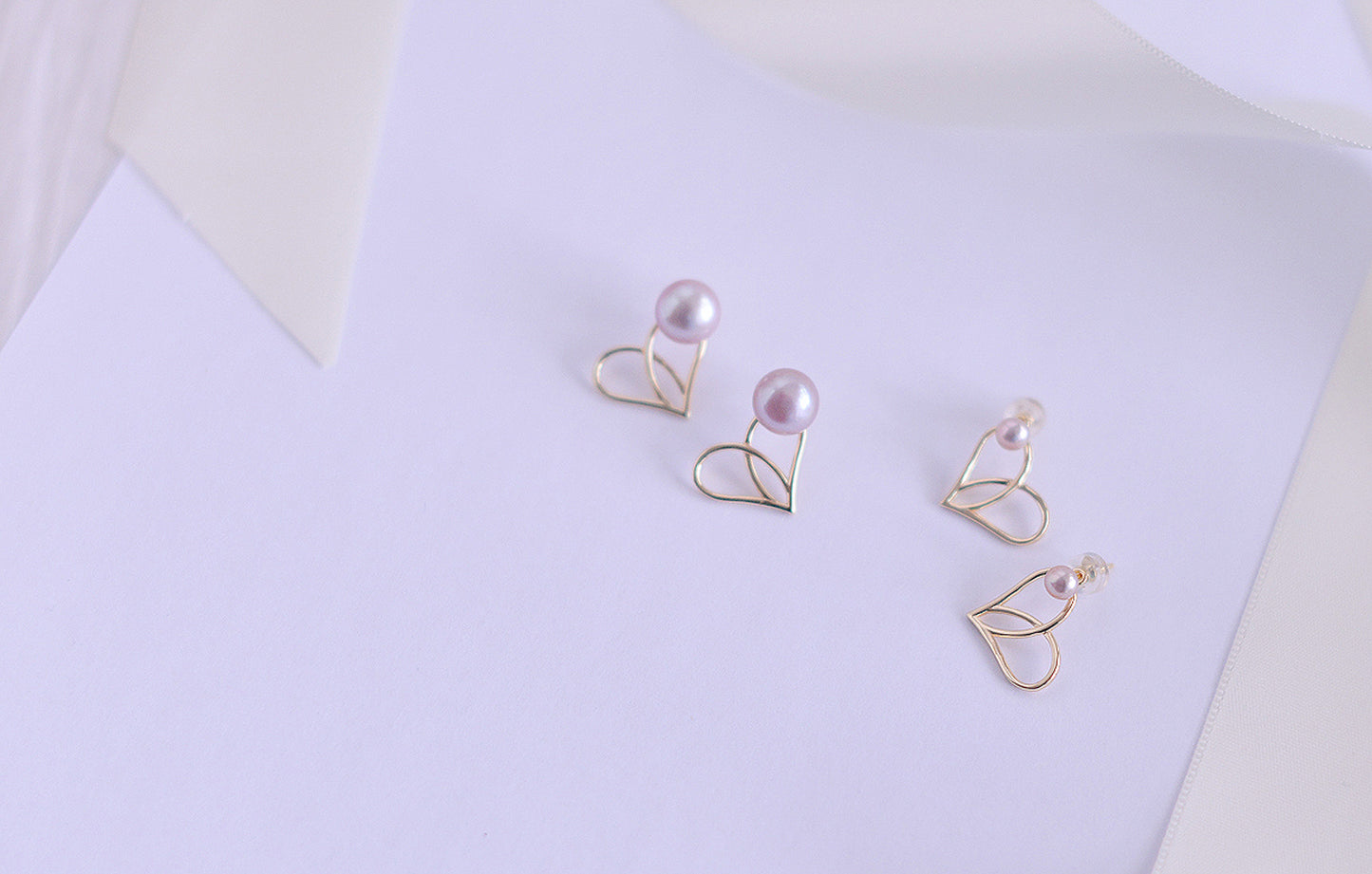 Handmade Sterling Silver Heart Earrings/ Hoop Drop Stud Earrings with Purple Pearls | Genuine Freshwater Pearls | Two way to Wear