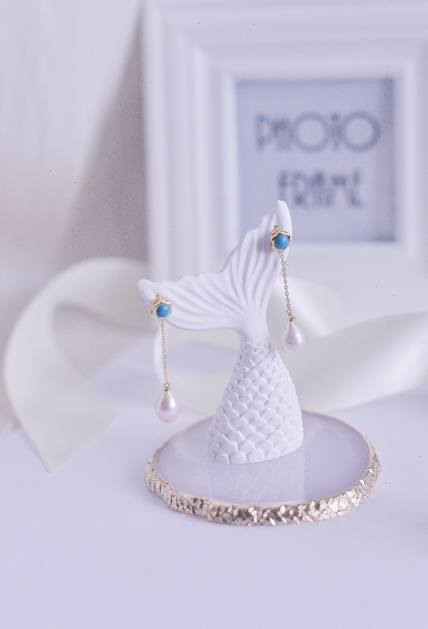 Handmade Turquoise freshwater pearl drop Earring/Exquisite Minimalist Earring/14K Gold Filled/Wedding Earring/Sterling Silver /