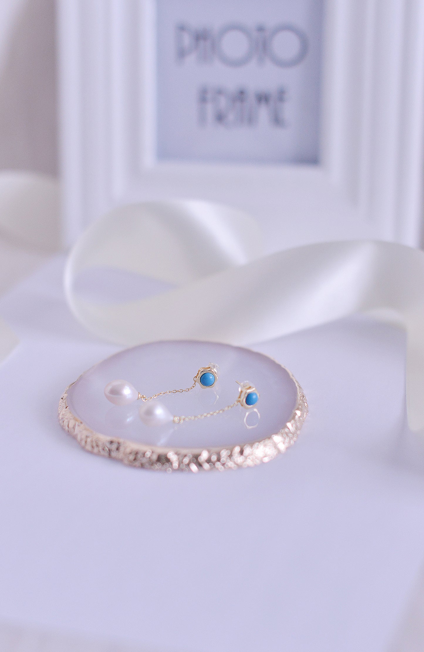Handmade Turquoise freshwater pearl drop Earring/Exquisite Minimalist Earring/14K Gold Filled/Wedding Earring/Sterling Silver /